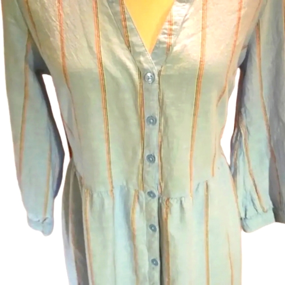 Old Navy Waist Defined Striped Shirt Dress 3/4 Sleeve Women size M - Picture 2 of 15